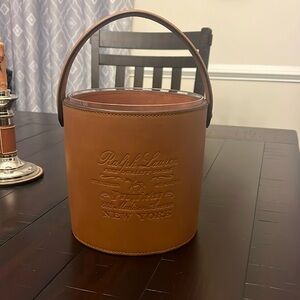 Ralph Lauren Cantwell Saddle Leather Ice Bucket new